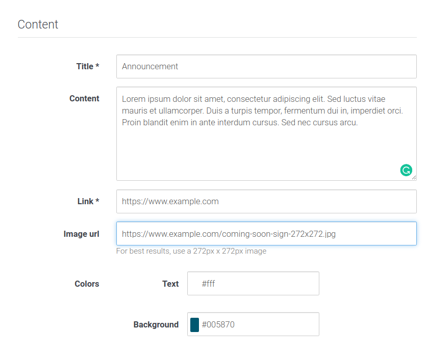 Picture of content and look & feel settings.