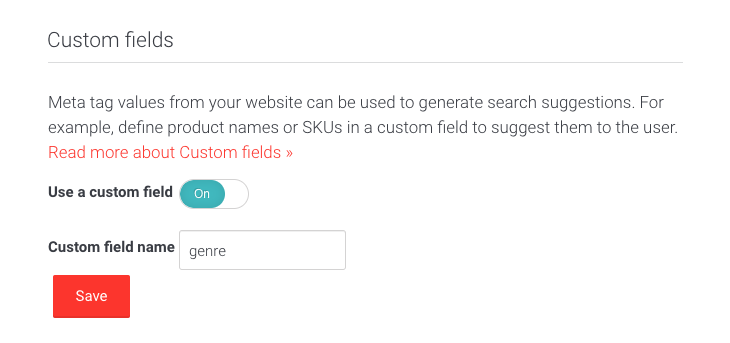 search suggestions custom fields