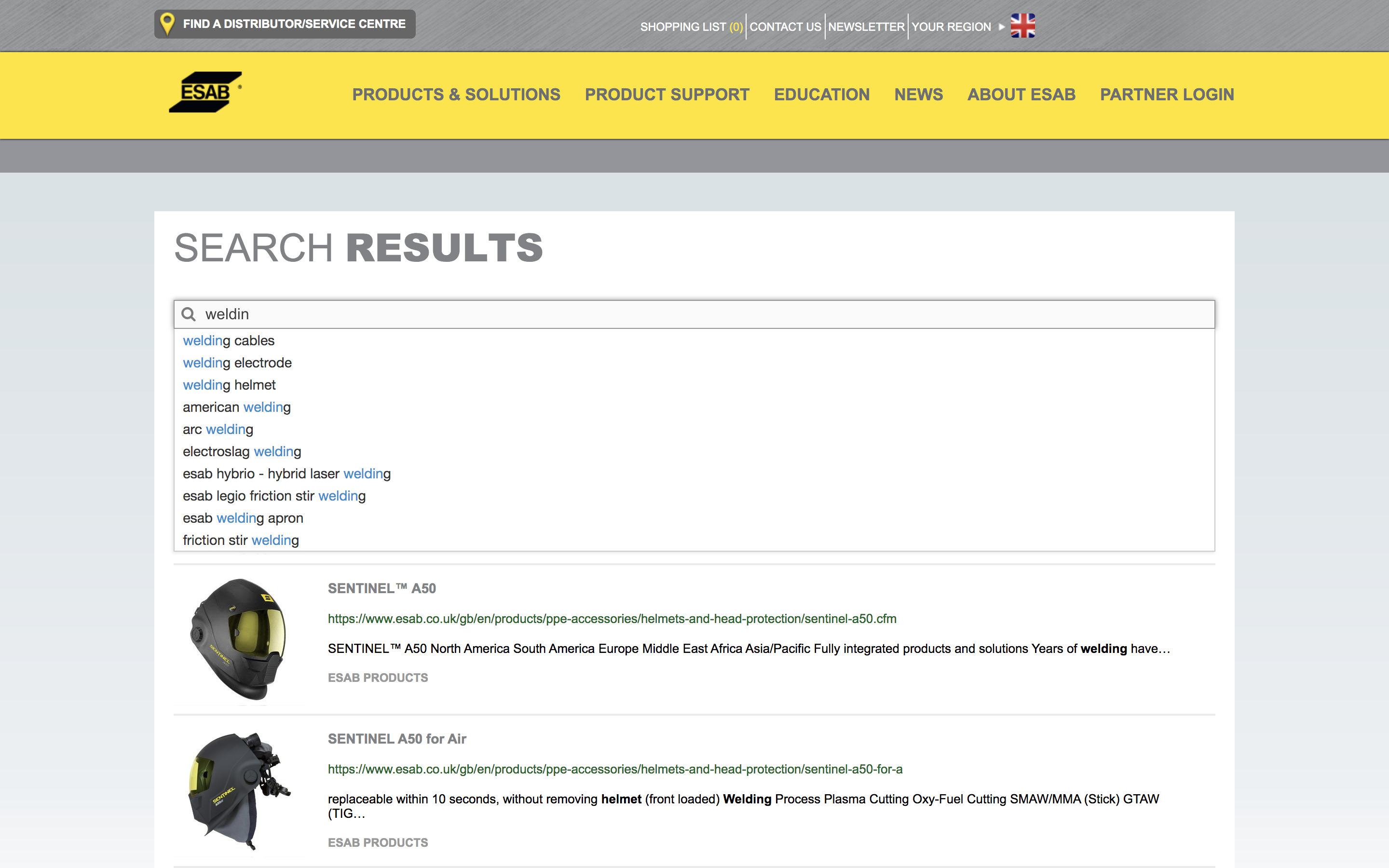 esab website search