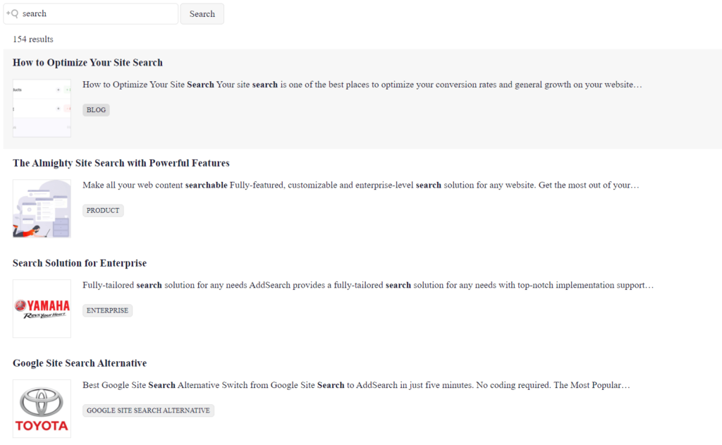 Customizable search UI