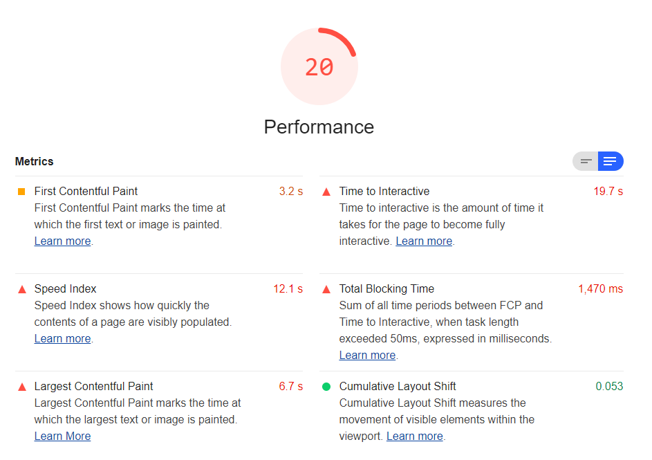 Google Lighthouse Performance Report