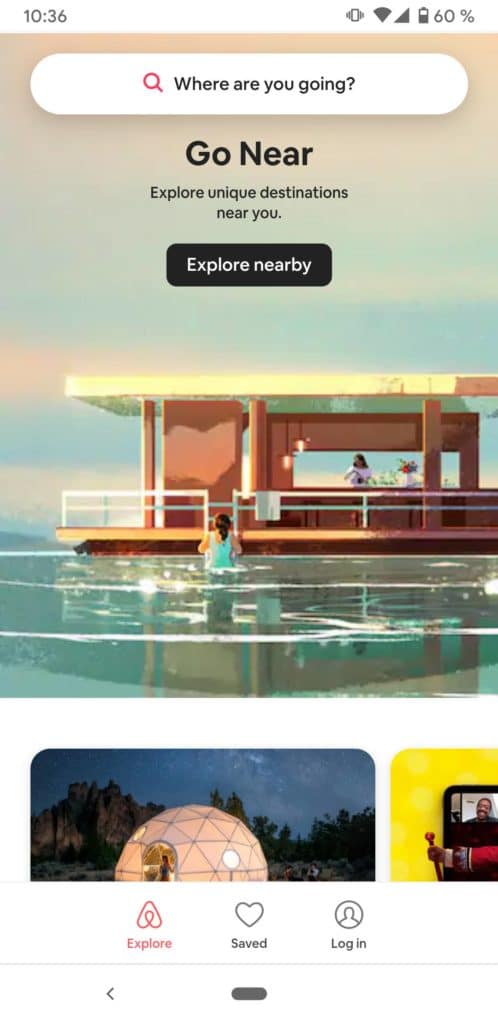 Airbnb mobile search example