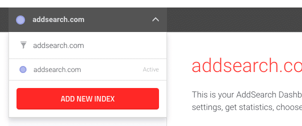 Picture of creating new index with a drop-down menu and create new index button
