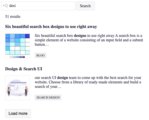 Picture of loadmore component from Search UI Library