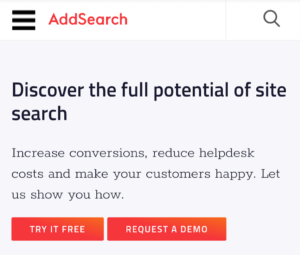 AddSearch's mobile website search design