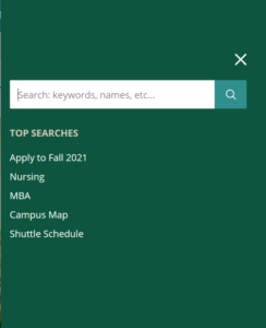 Educational Website Site Search Example: Show top searches and timely content