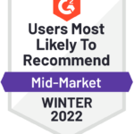 Winter 2022 G2 badge Users most likely to recommend Mid-Market 