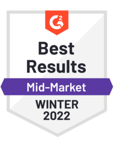 G2 badge Winter 2022 Best Results Mid-Market