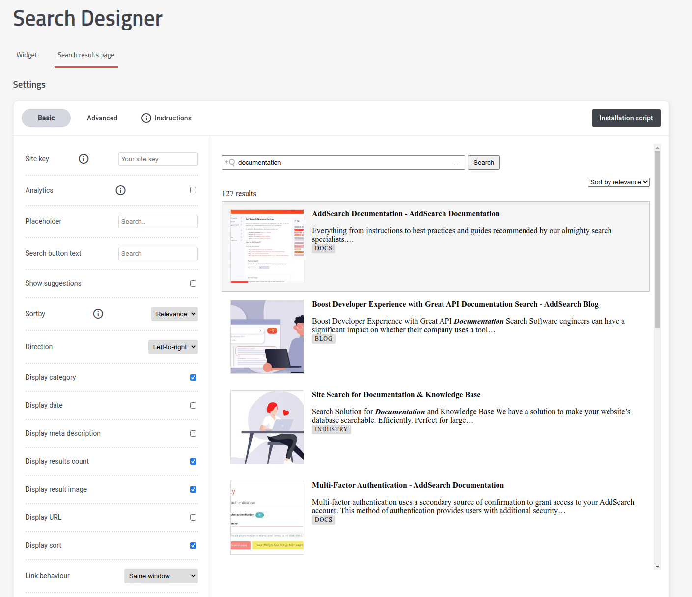 Search designer