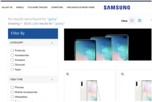 A picture that exemplifies how Samsung search can detect most typos