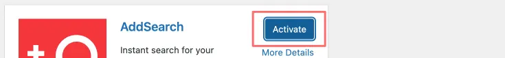 Picture of the activate plugin button in the WordPress plugin page