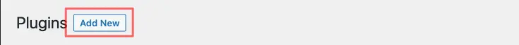 Picture of the Add New button in WordPress Plugin page.