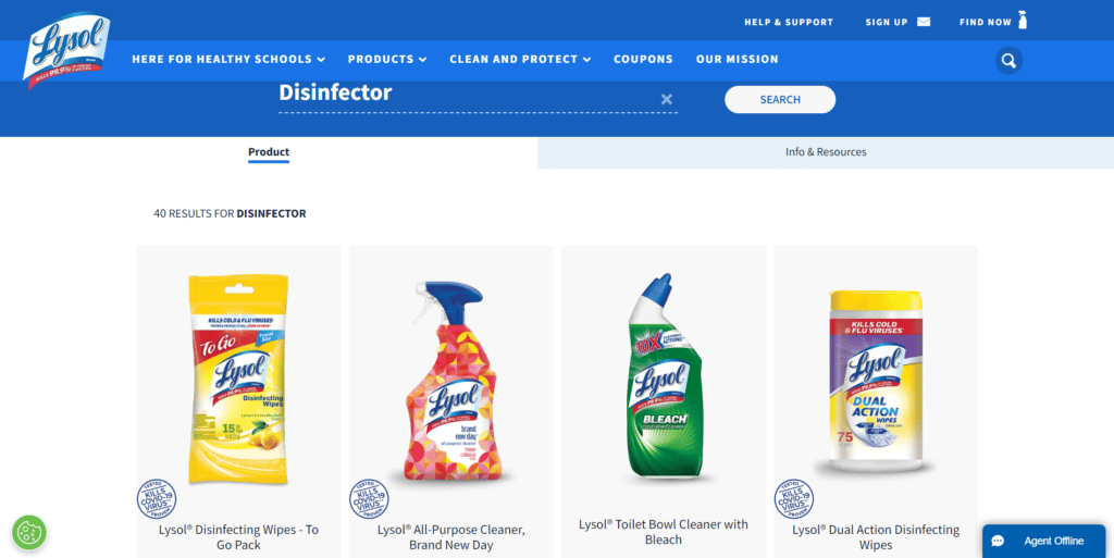 The e-commerce website Lysol.com offers large and vivid product images, which they couple with clear and detailed product descriptions.    
