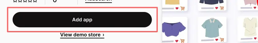 Picture of button used to add an app to Shopify store.