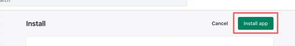 Install button to install app for Shopify store.