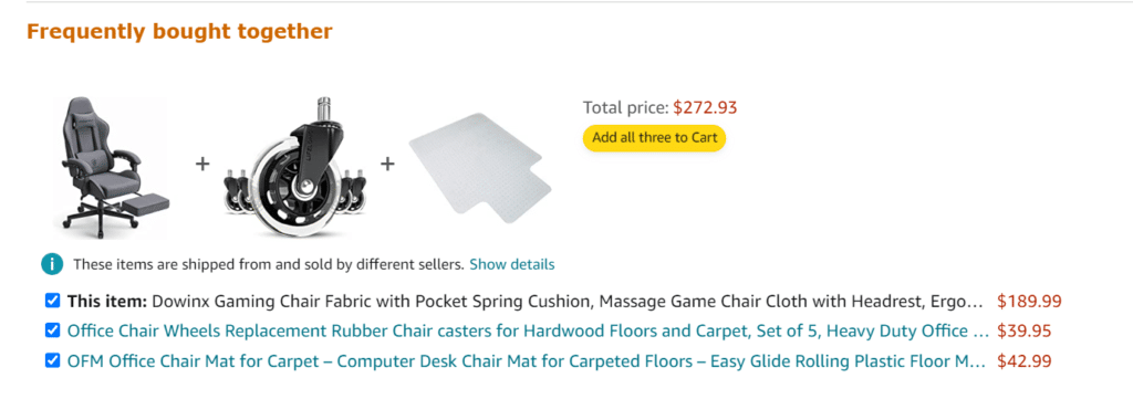 Amazon is a master of frequently bought together marketing.