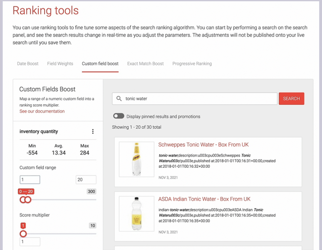 AddSearch helps Prevent Keyword Cannibalization on E-commerce Websites by  leting you take full control of your search results using ranking tools. 