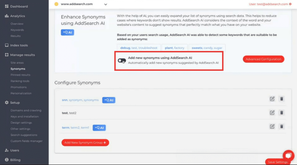 Automatic Synonym Suggestions for Better Search
