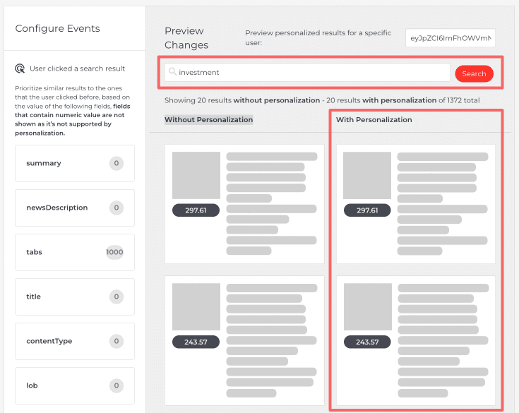 Picture of personalization configuration editor user interface.