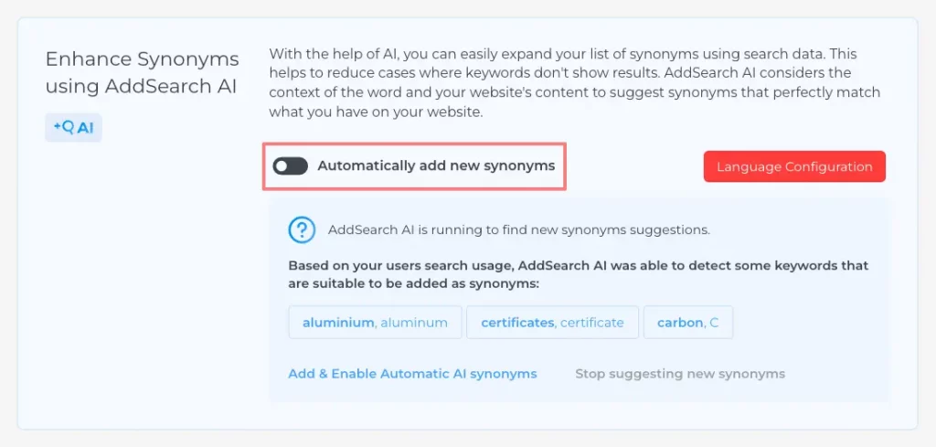 Auto Synonyms