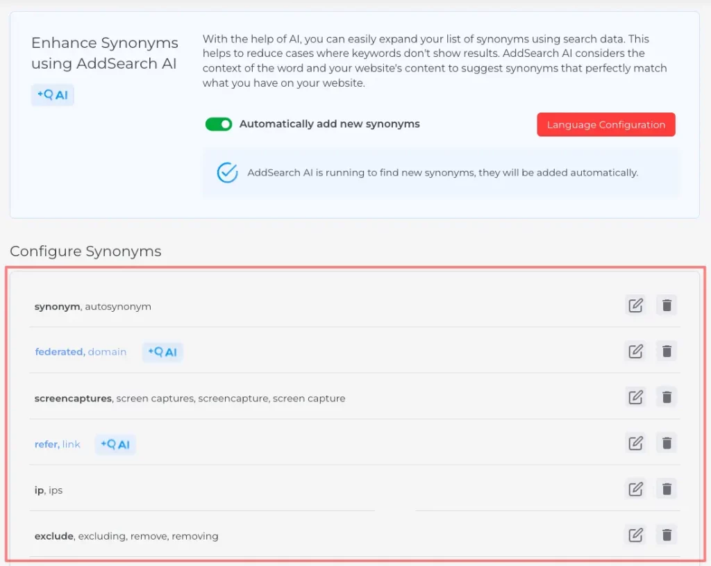 Auto Synonyms