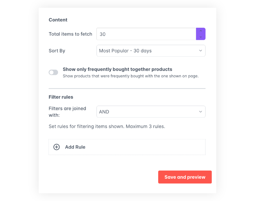 AddSearch Recommend Content and Filter UI.