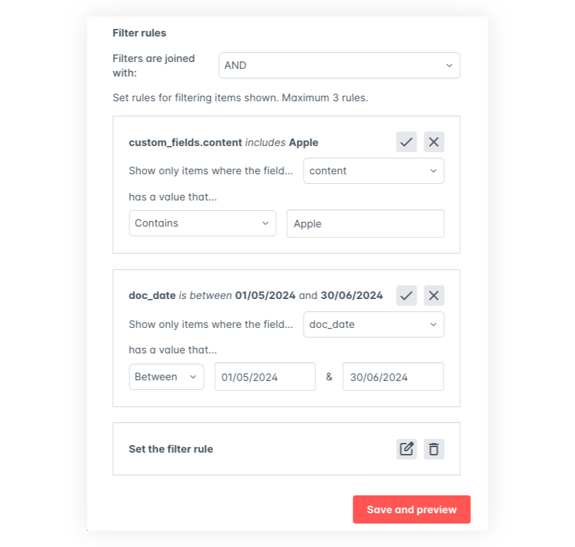 AddSearch Recommend editing filters UI.
